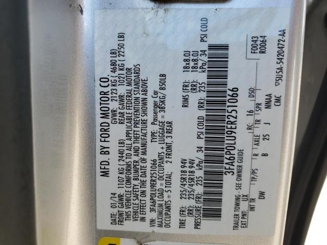 2014 FORD FUSION SE - 3FA6P0LU9ER251066