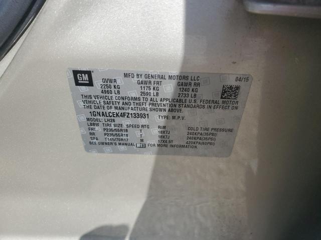 2015 CHEVROLET EQUINOX LT - 1GNALCEK4FZ133931