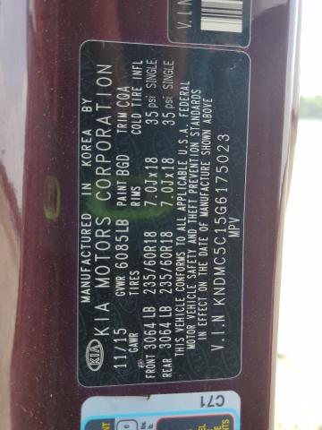 2016 KIA SEDONA EX KNDMC5C15G6175023