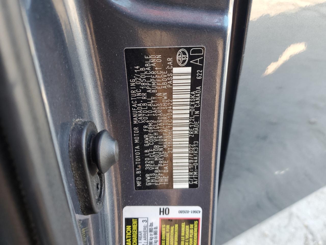 Lot #3301821380 2014 TOYOTA COROLLA L