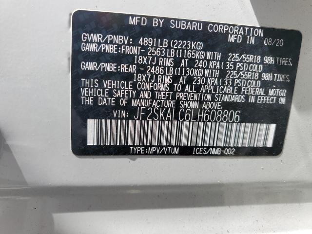 2020 SUBARU FORESTER S JF2SKALC6LH608806