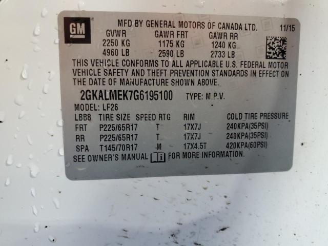 2016 GMC TERRAIN SL 2GKALMEK7G6195100