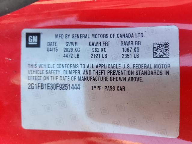 2015 CHEVROLET CAMARO LS - 2G1FB1E30F9251444