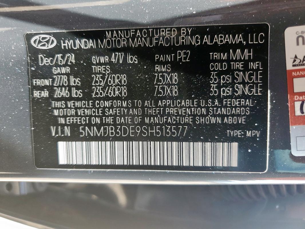 2025 HYUNDAI TUCSON SEL 5NMJB3DE9SH513577