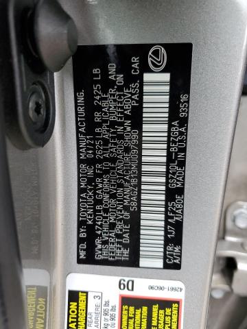 2021 LEXUS ES 350 BAS 58AGZ1B13MU097990