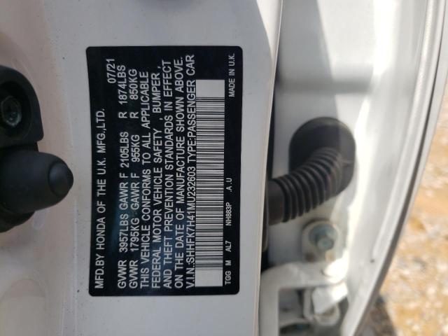 2021 HONDA CIVIC SPORT SHHFK7H41MU232603
