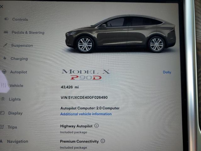 2016 TESLA MODEL X 5YJXCDE40GF026490