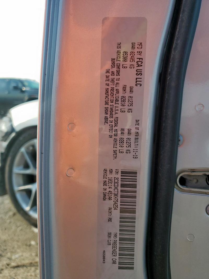 2019 DODGE CHARGER R/ 2C3CDXCT3KH754254