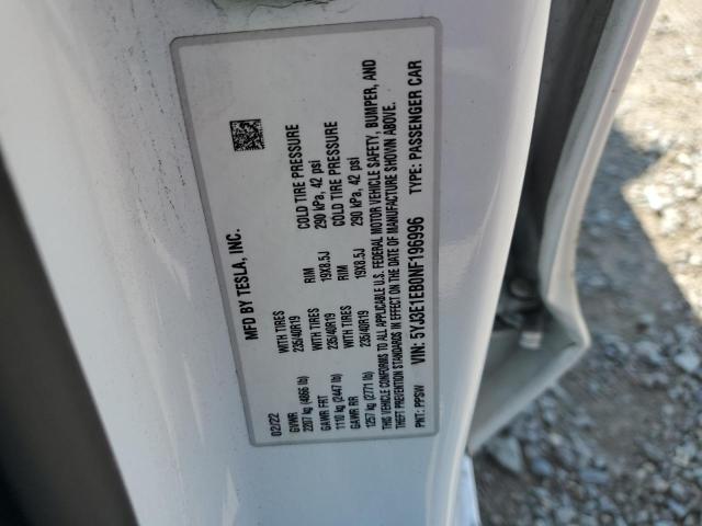 2022 TESLA MODEL 3 5YJ3E1EB0NF196996