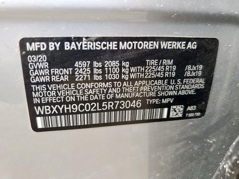 2020 BMW X2 SDRIVE2 WBXYH9C02L5R73046