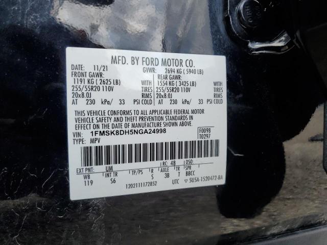 2022 FORD EXPLORER XLT 1FMSK8DH5NGA24998