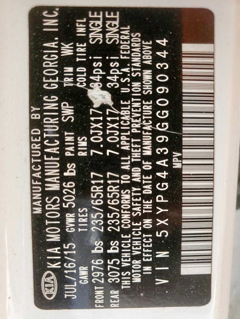 2016 KIA SORENTO LX - 5XYPG4A39GG090344
