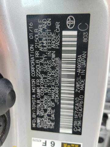 2016 TOYOTA PRIUS - JTDKARFU4G3506718