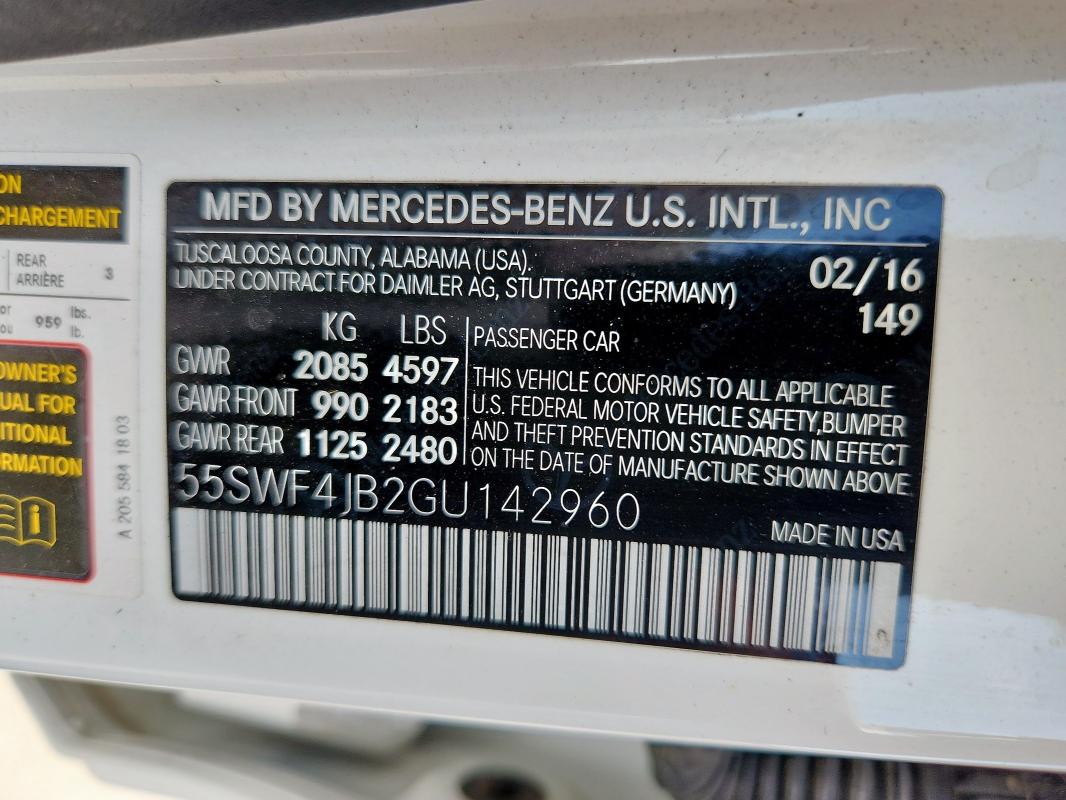2016 MERCEDES-BENZ C 300 55SWF4JB2GU142960