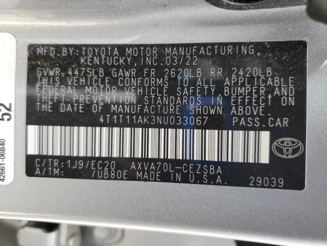 2022 TOYOTA CAMRY SE 4T1T11AK3NU033067