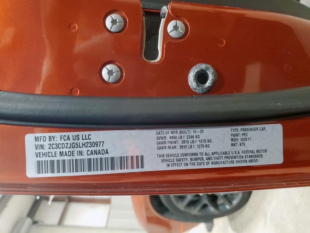 2020 DODGE CHALLENGER 2C3CDZJG5LH230977