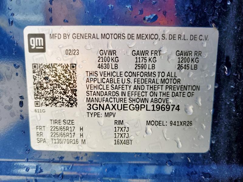 2023 CHEVROLET EQUINOX LT 3GNAXUEG9PL196974