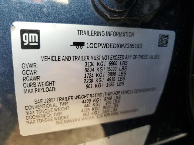 2021 CHEVROLET SILVERADO C1500 RST 1GCPWDEDXMZ355193