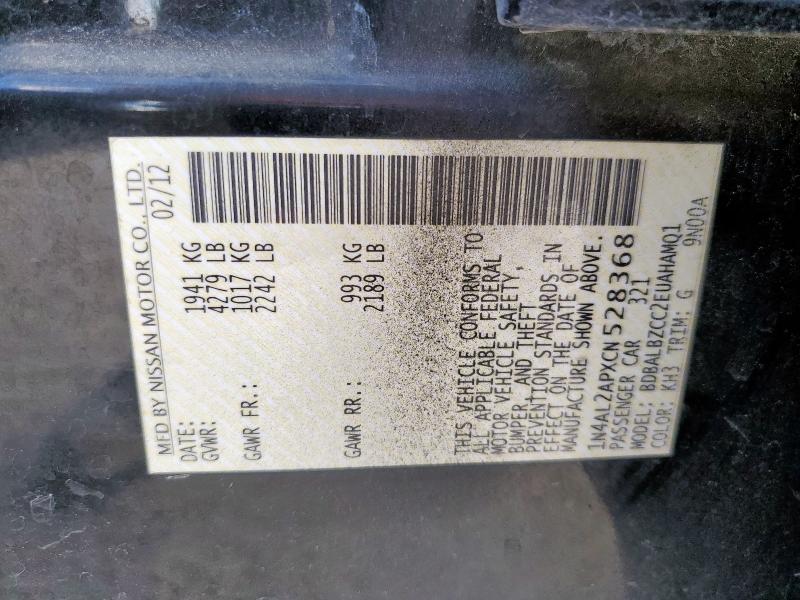 2012 NISSAN ALTIMA BASE - 1N4AL2APXCN528368