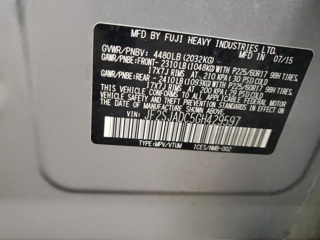 2016 SUBARU FORESTER 2 - JF2SJADC5GH429597