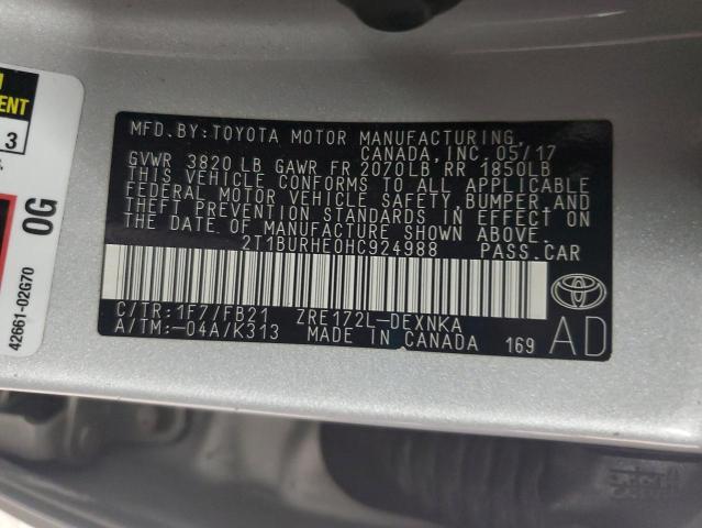 2017 TOYOTA COROLLA L - 2T1BURHE0HC924988