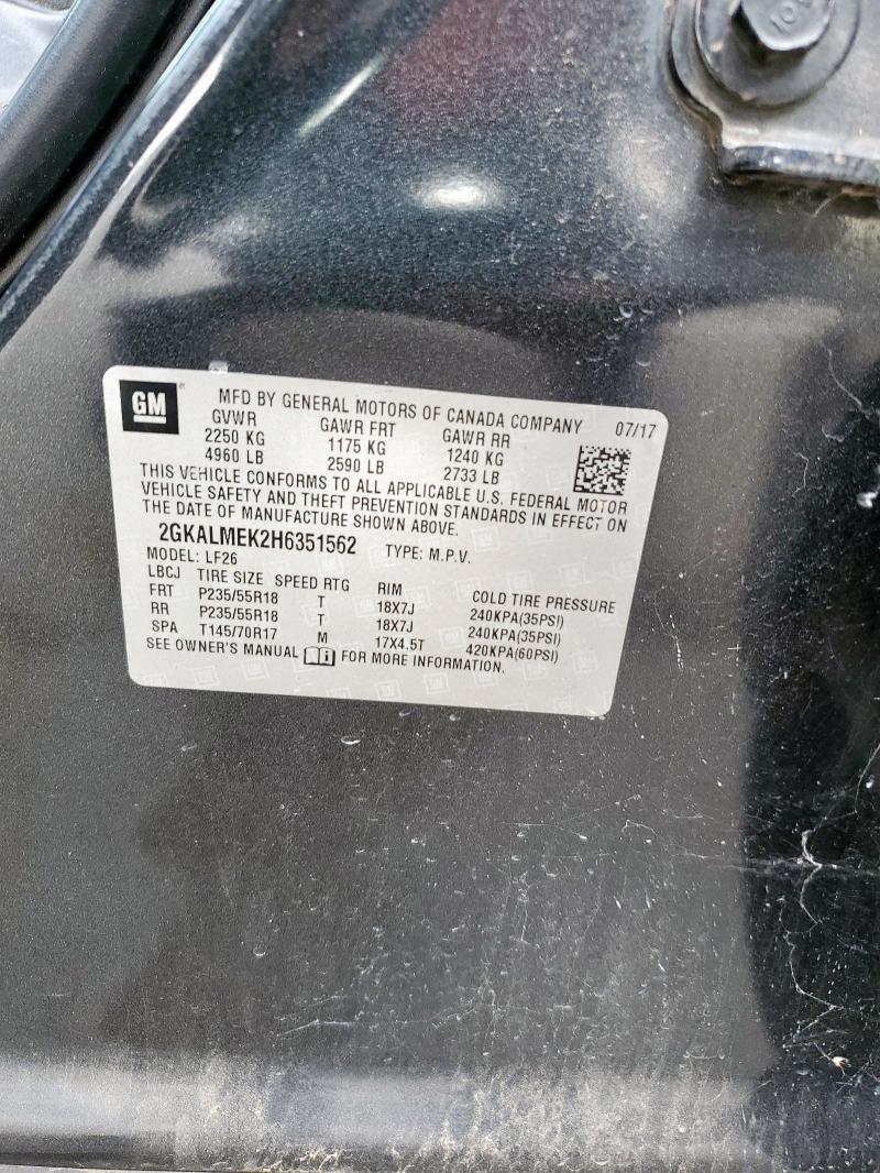 2017 GMC TERRAIN SL 2GKALMEK2H6351562