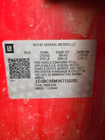 2019 CHEVROLET CRUZE LS 1G1BC5SM1K7110281