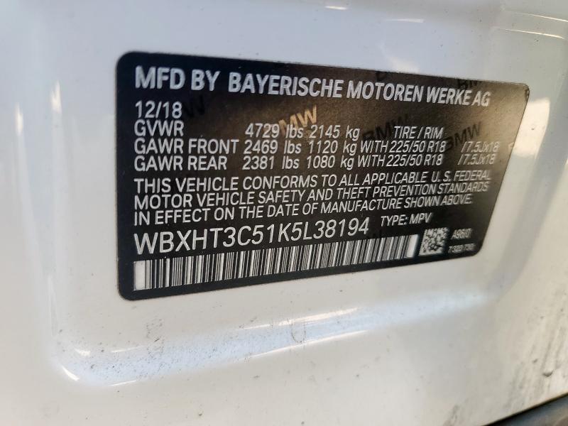 2019 BMW X1 XDRIVE28I WBXHT3C51K5L38194