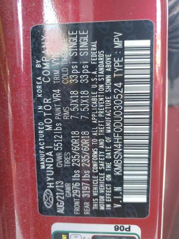 2013 HYUNDAI SANTA FE G - KM8SN4HF0DU030524