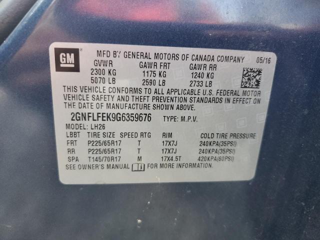 2016 CHEVROLET EQUINOX LT 2GNFLFEK9G6359676