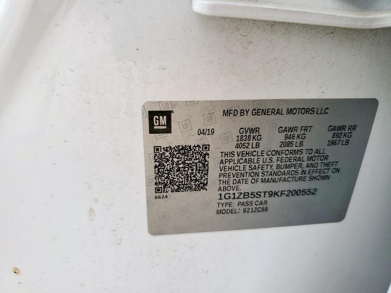 2019 CHEVROLET MALIBU LS 1G1ZB5ST9KF200552