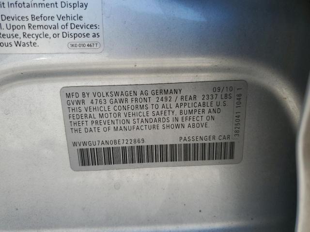2011 VOLKSWAGEN CC VR6 4MO - WVWGU7AN0BE722869