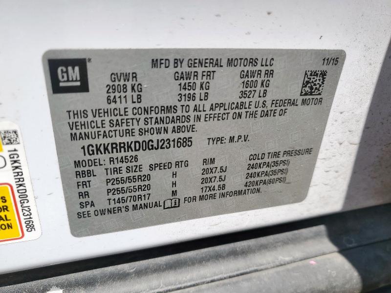 2016 GMC ACADIA SLT-1 1GKKRRKD0GJ231685