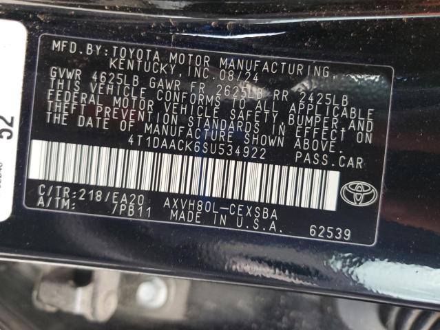 2025 TOYOTA CAMRY XSE 4T1DAACK6SU534922