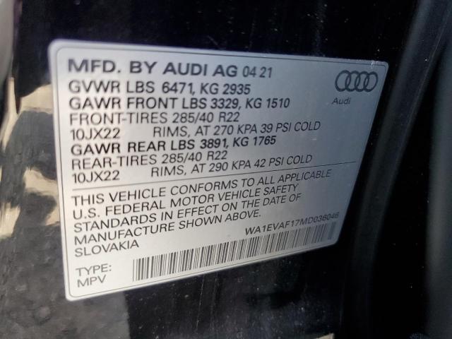 2021 AUDI Q8 PREMIUM WA1EVAF17MD036046