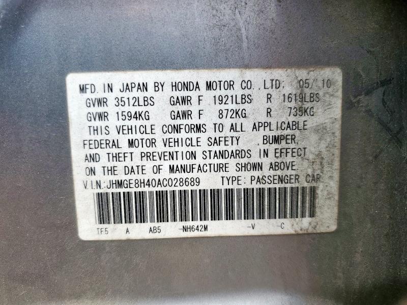 2010 HONDA FIT SPORT - JHMGE8H40AC028689