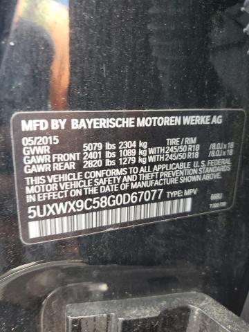2016 BMW X3 XDRIVE2 5UXWX9C58G0D67077