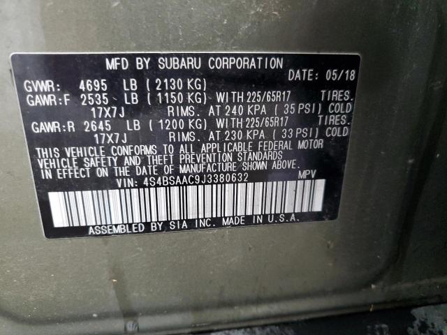 2018 SUBARU OUTBACK 2. 4S4BSAAC9J3380632