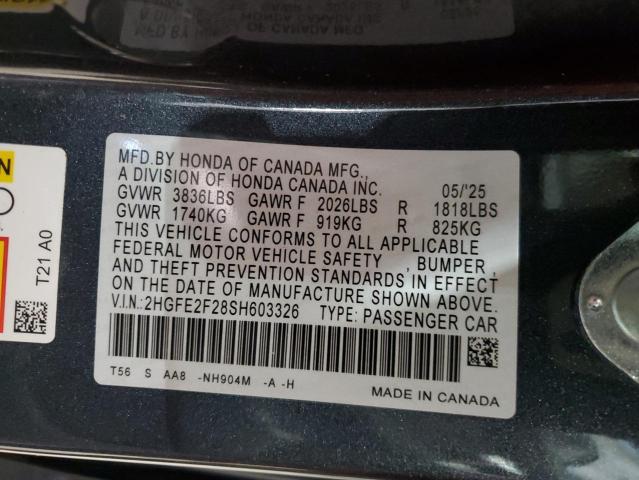 2025 HONDA CIVIC LX 2HGFE2F28SH603326