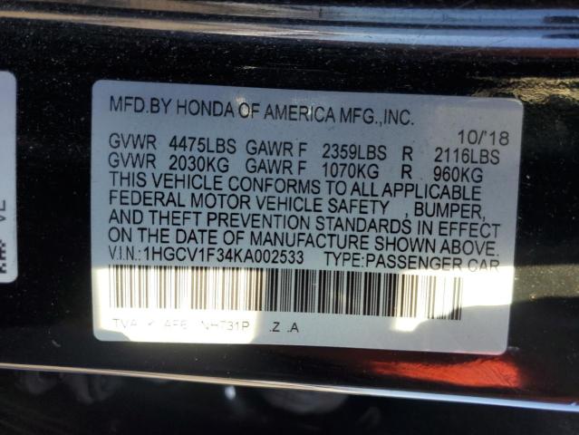 2019 HONDA ACCORD SPO 1HGCV1F34KA002533