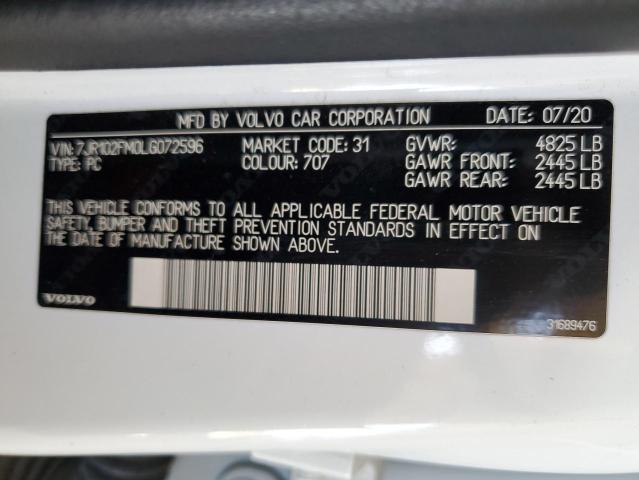 2020 VOLVO S60 T5 R-D 7JR102FM0LG072596