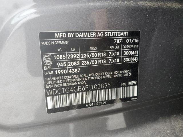 2015 MERCEDES-BENZ GLA 250 4M - WDCTG4GB6FJ103895