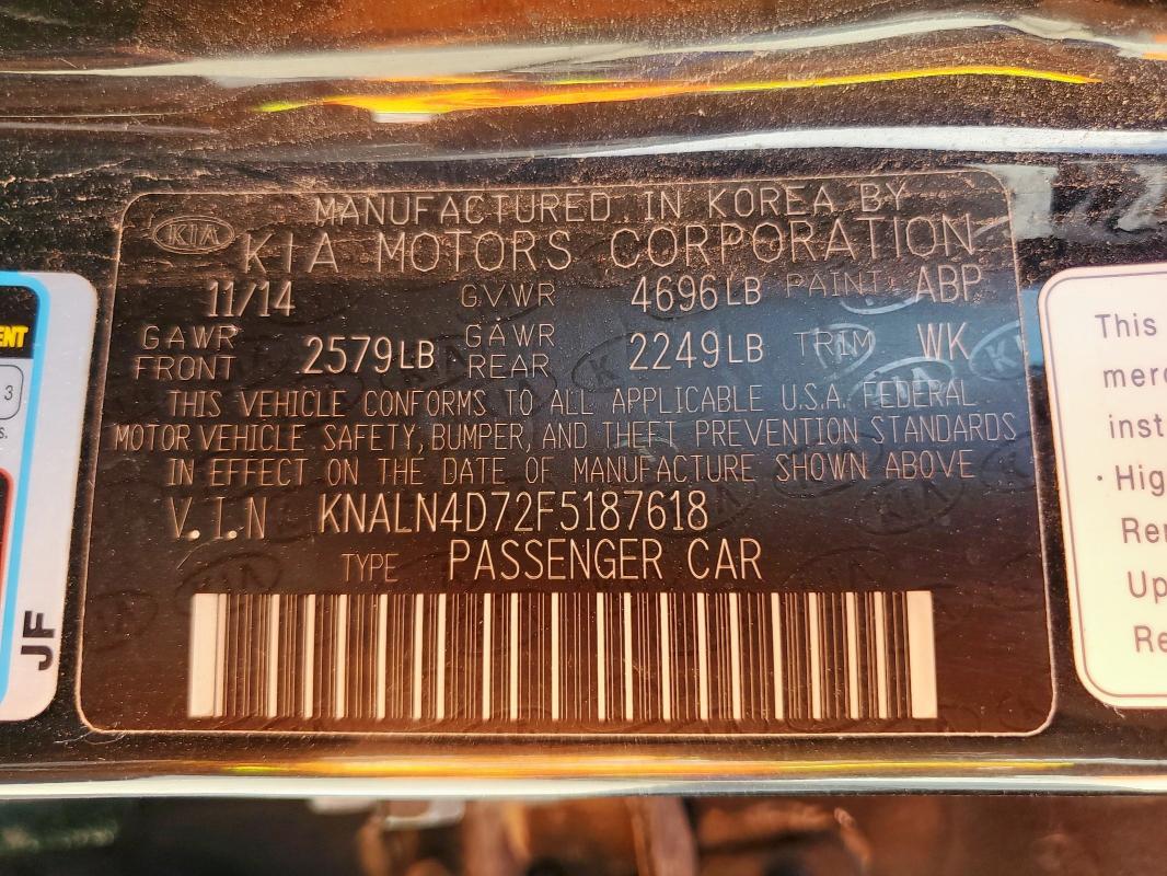 2015 KIA CADENZA PR KNALN4D72F5187618