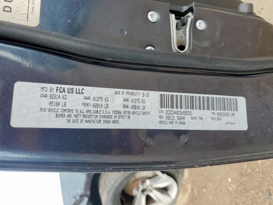 2016 DODGE CHARGER SX 2C3CDXHG7GH355351