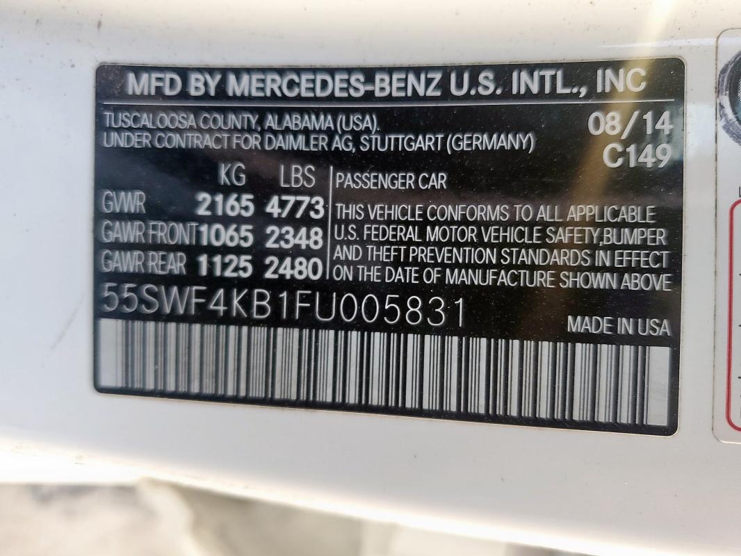 2015 MERCEDES-BENZ C 300 4MAT 55SWF4KB1FU005831