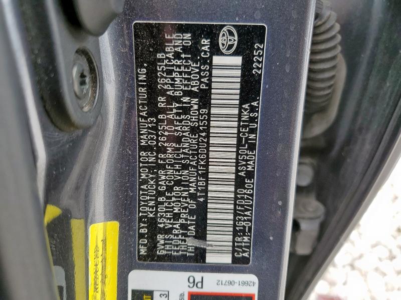 2013 TOYOTA CAMRY L - 4T1BF1FK6DU241559