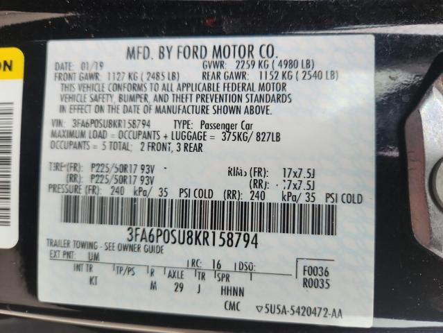 2019 FORD FUSION TIT - 3FA6P0SU8KR158794