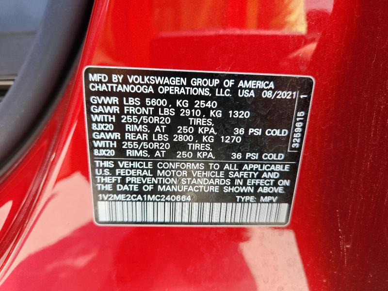2021 VOLKSWAGEN ATLAS CROS 1V2ME2CA1MC240664