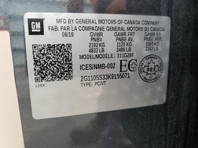 2019 CHEVROLET IMPALA PRE 2G1105S33K9155071