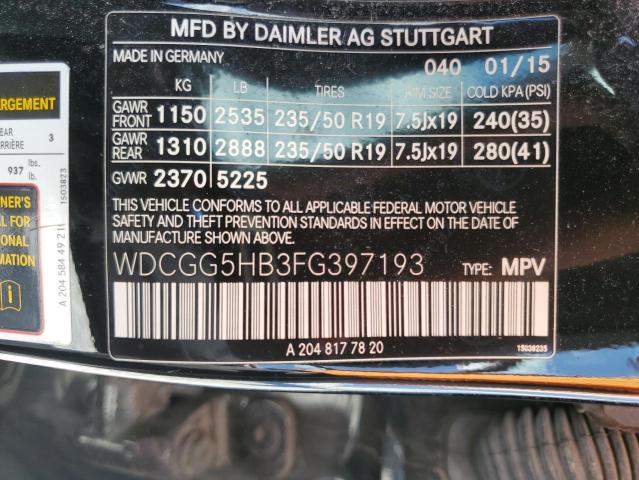 2015 MERCEDES-BENZ GLK 350 - WDCGG5HB3FG397193